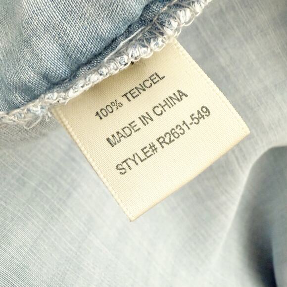 BELLA DAHL | Blue Jean Soft Denim Button Front Shirt Casual Top Ombré | Small - Picture 6 of 8